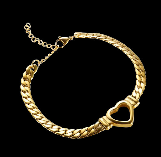 Heart Cuban Bracelet